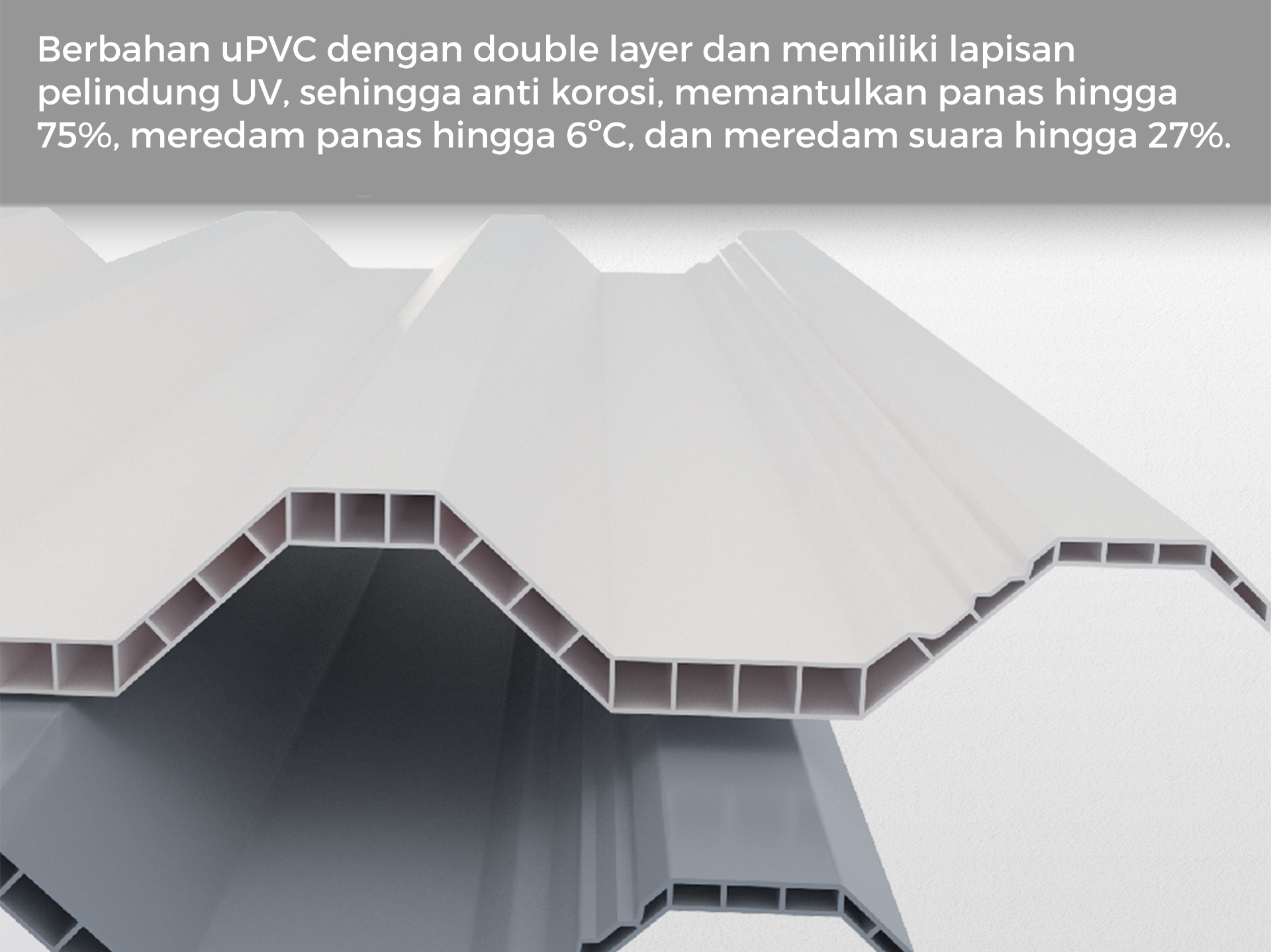 Slideshow Banner Atap uPVC Double Layer SKYDECK